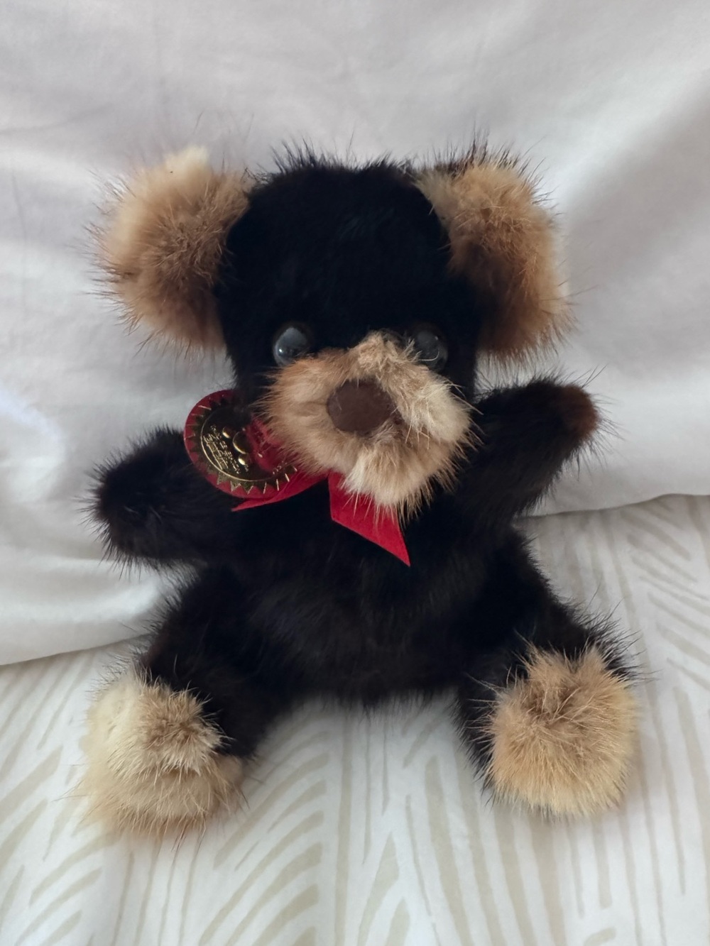 Rare Bears Inc Black Real Mink Fur Teddy Bear Plush 6” with Tag